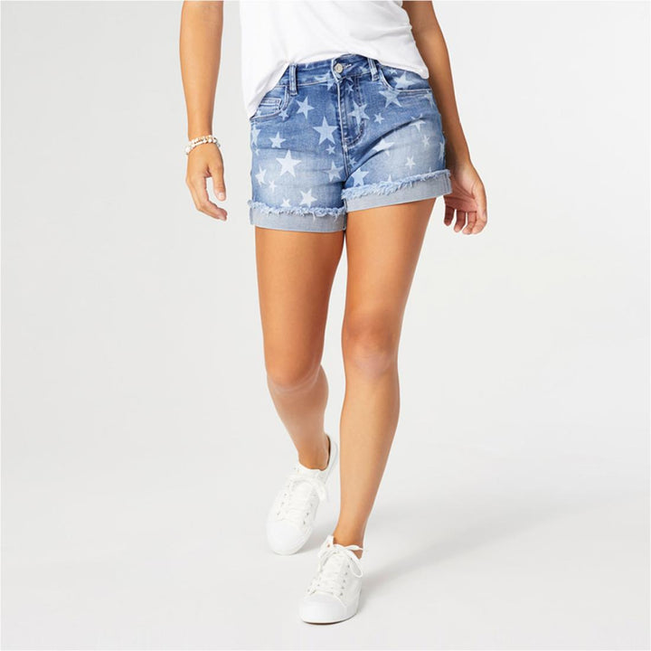 EverStretch Star Print Shorts - Medium Denim